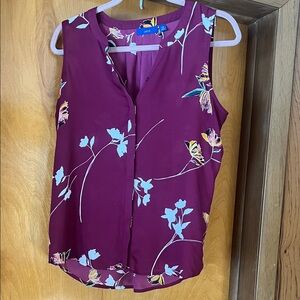 J. Jill Purple Floral Sleeveless Blouse